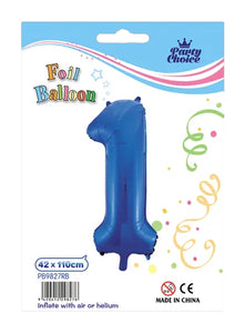 Foil Balloon (42x110cm) Royal Blue Number - 1