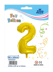 Foil Balloon (68x126cm) Gold Number - 2