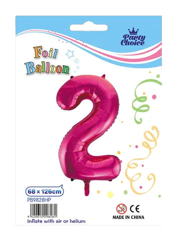 Foil Balloon (68x126cm) Hot Pink Number - 2