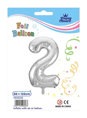 Foil Balloon (68x126cm) Silver Number - 2