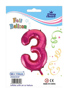 Foil Balloon (66x119cm) Hot Pink Number - 3