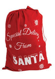 红色圣诞袋 (90x58cm) - 白色印花