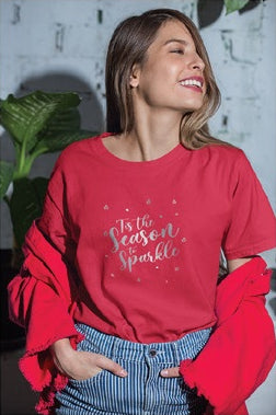 Ladies Foiled Print Christmas T-Shirt (It's The Season)