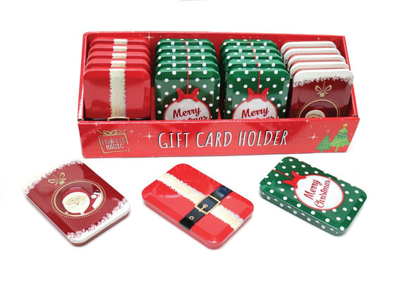 豪华圣诞长方形锡礼品卡夹