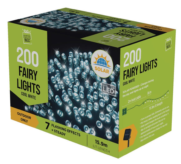 太阳能 LED 童话灯 200PC - 冷白