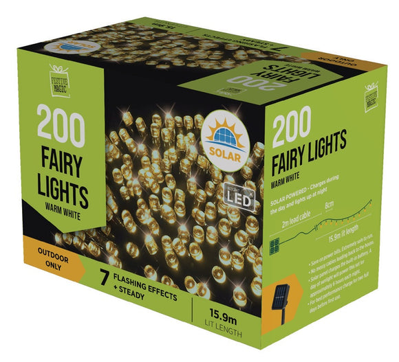Solar LED Fairy Lights 200PC - Warm White