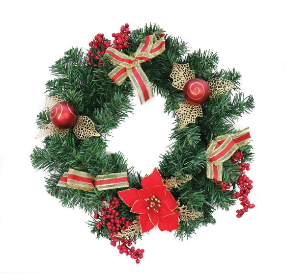 Wreath With Red Poinsettias (40cm)