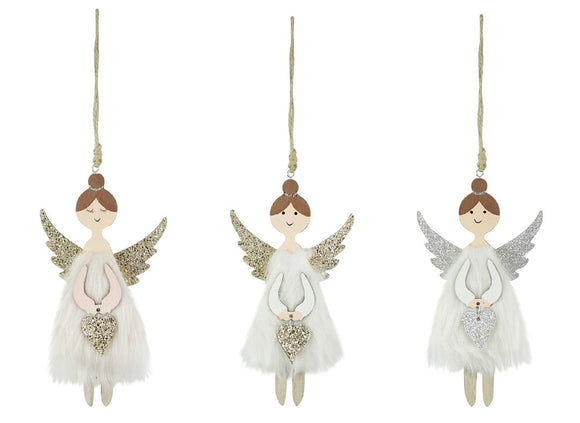 Decorative Hanging Fur Angel (18cm)