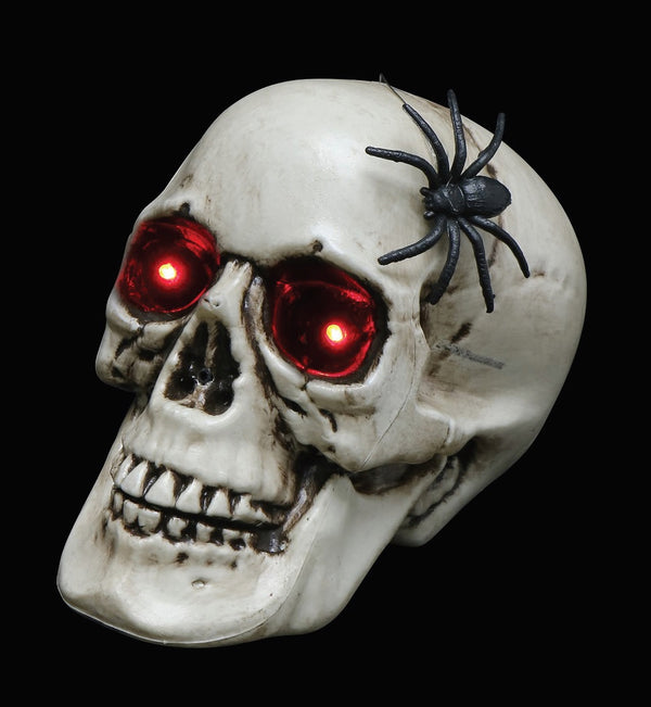 Battery Operated Skull With Moving Spider 22cm