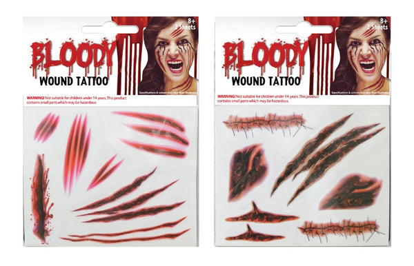 Bloody Wound Tattoo Sheet Assorted