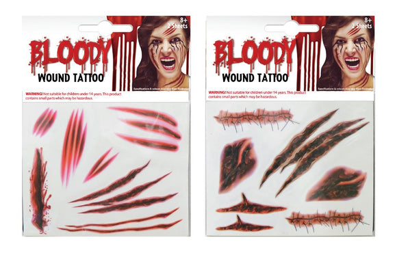 Bloody Wound Tattoos 2 Sheets