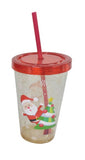Novelty Xmas Glitter Cup With Straw (550mL)