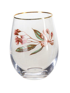 Novelty Xmas Stemless Glass (550mL) - Leaf Print