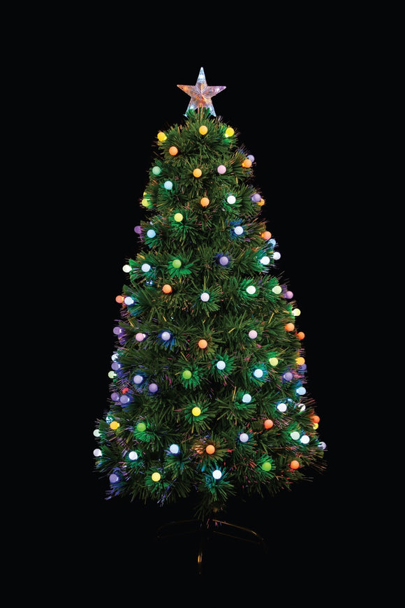 LED Fiber Optic Christmas Tree (H:120cm) - Rainbow Baubles