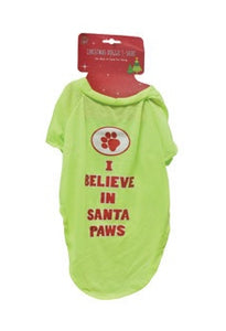 Pet Christmas T-Shirt - I Believe In Santa Paws