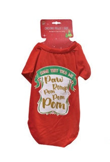 Pet Christmas T-Shirt - Paw Romp Pom Pom Pom