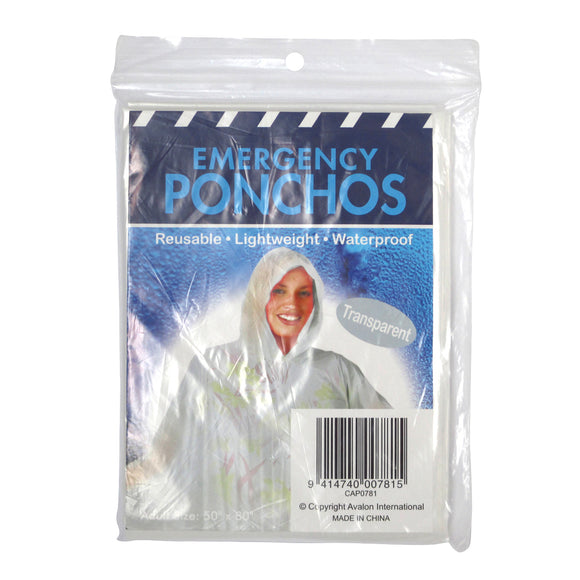Emergency Rain Poncho - Transparent