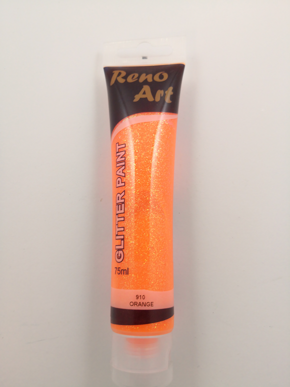 #910 Reno Art Acrylic Glitter Paint (75ml) - Orange