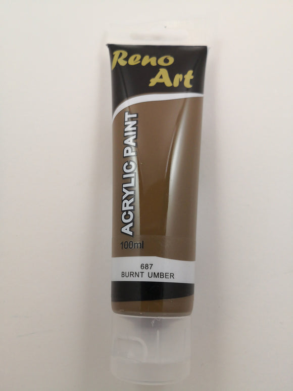 #687 雷诺艺术丙烯颜料（100 毫升）- 焦褐色