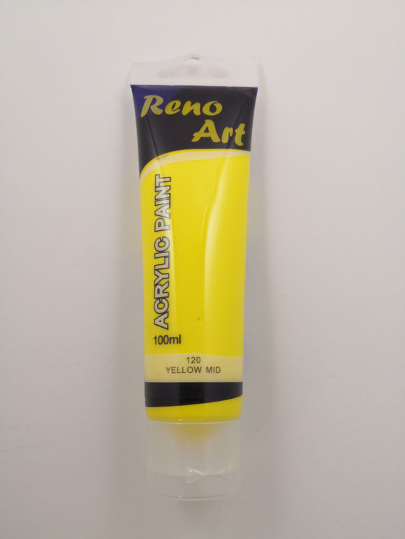 #120 雷诺艺术丙烯颜料（100 毫升）- 黄色中色
